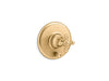 KOHLER K-T72768-3 Artifacts Rite-Temp valve trim with push-button diverter and cross handle, vibrant brushed moderne brass