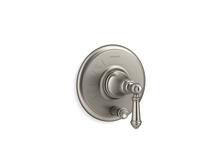 KOHLER K-T72768-4 Artifacts Rite-Temp valve trim with push-button diverter and lever handle, vibrant brushed nickel