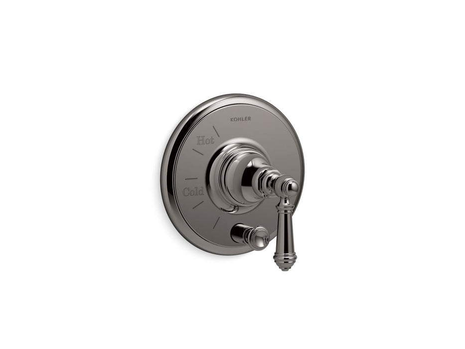 KOHLER K-T72768-4 Artifacts Rite-Temp valve trim with push-button diverter and lever handle, vibrant titanium