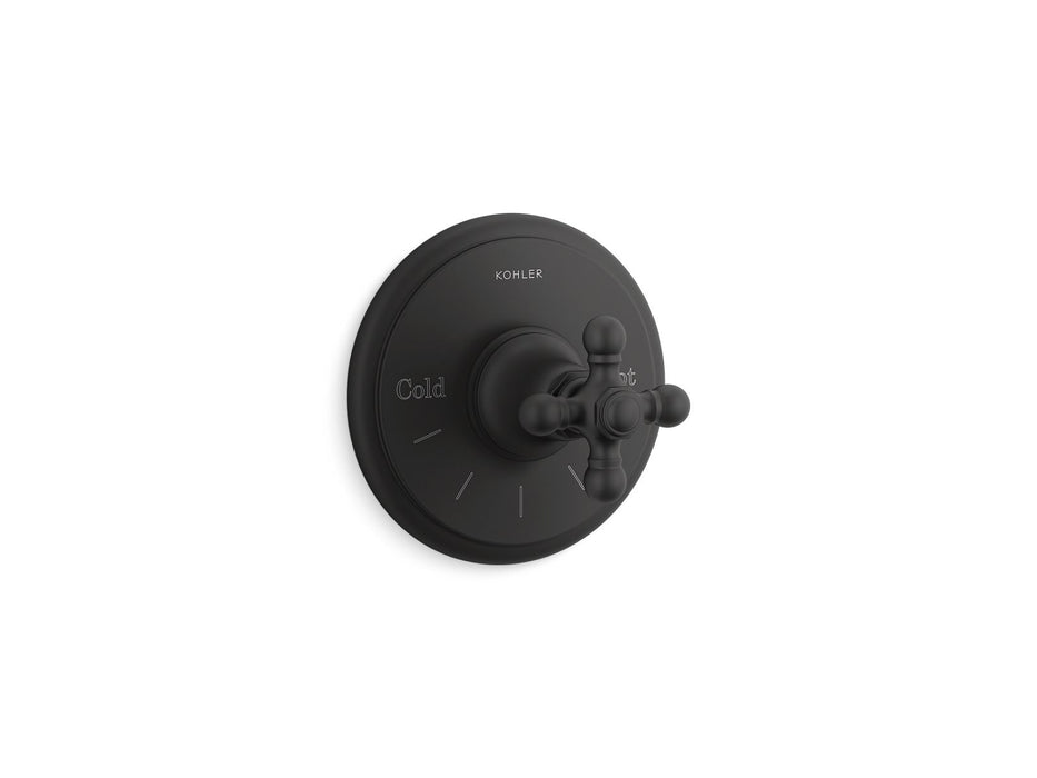 KOHLER K-T72769-3 Artifacts MasterShower temperature control valve trim with cross handle, matte black