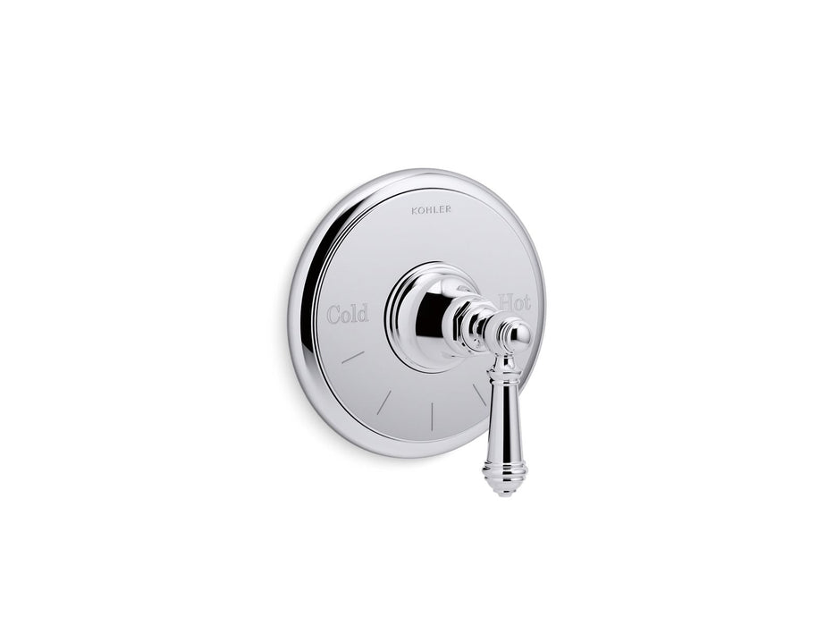 KOHLER K-T72769-4 Artifacts MasterShower temperature control valve trim with lever handle, polished chrome