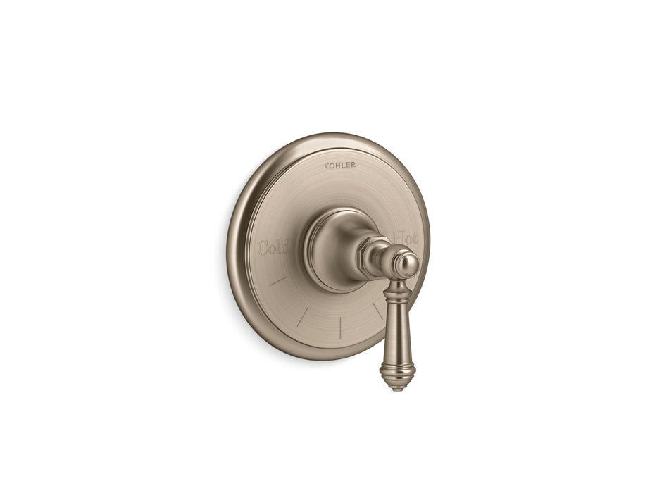 KOHLER K-T72769-4 Artifacts MasterShower temperature control valve trim with lever handle, vibrant brushed bronze