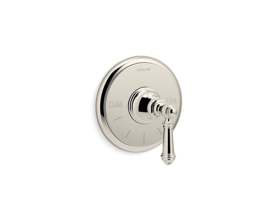 KOHLER K-T72769-4 Artifacts MasterShower temperature control valve trim with lever handle, vibrant polished nickel