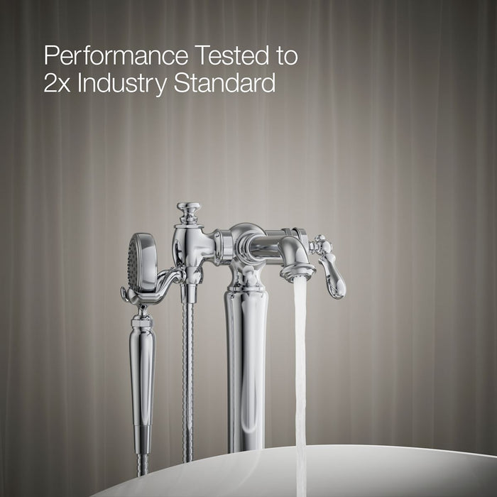 KOHLER K-T72790-9M Artifacts Floor-mount bath filler trim with handshower, polished chrome - view 5
