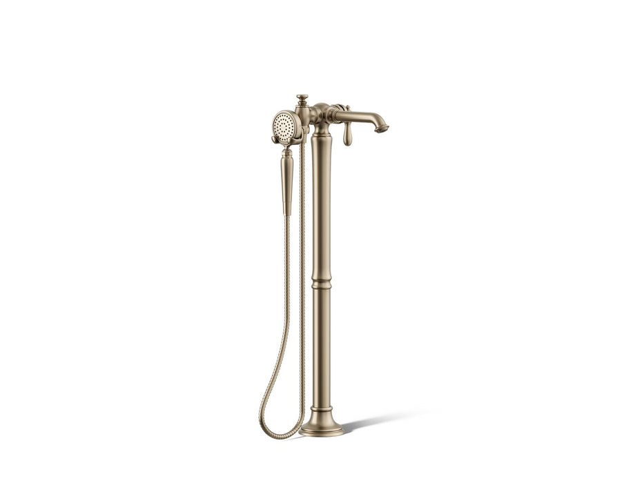 KOHLER K-T72790-9M Artifacts Floor-mount bath filler trim with handshower, vibrant brushed bronze
