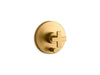 KOHLER K-T73117-3 Composed Rite-Temp valve trim with push-button diverter and cross handle, vibrant brushed moderne brass