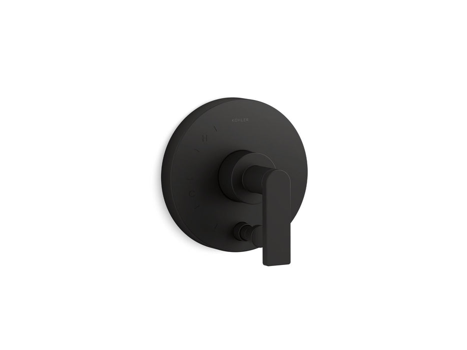 KOHLER K-T73117-4 Composed Rite-Temp valve trim with push-button diverter and lever handle, matte black