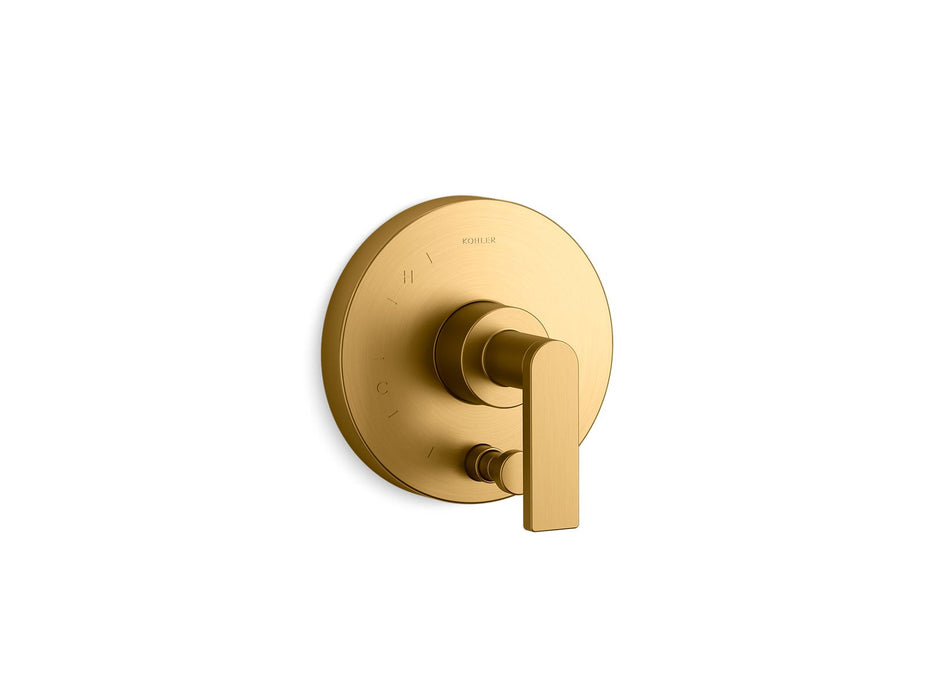 KOHLER K-T73117-4 Composed Rite-Temp valve trim with push-button diverter and lever handle, vibrant brushed moderne brass