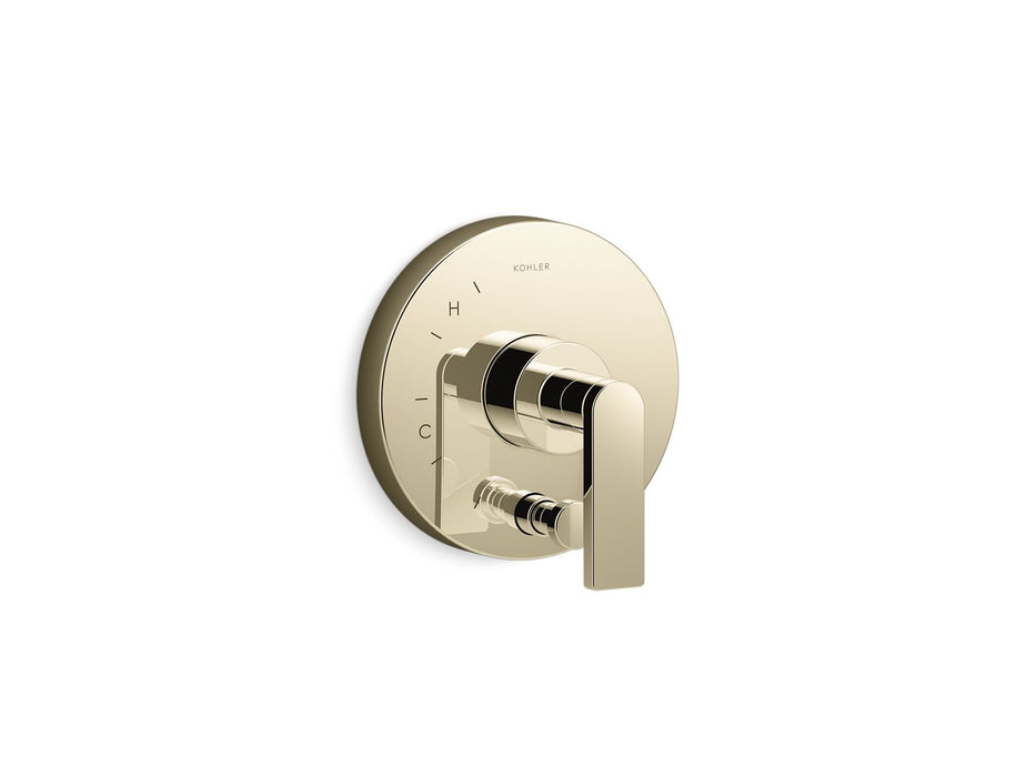 KOHLER K-T73117-4 Composed Rite-Temp valve trim with push-button diverter and lever handle, vibrant french gold