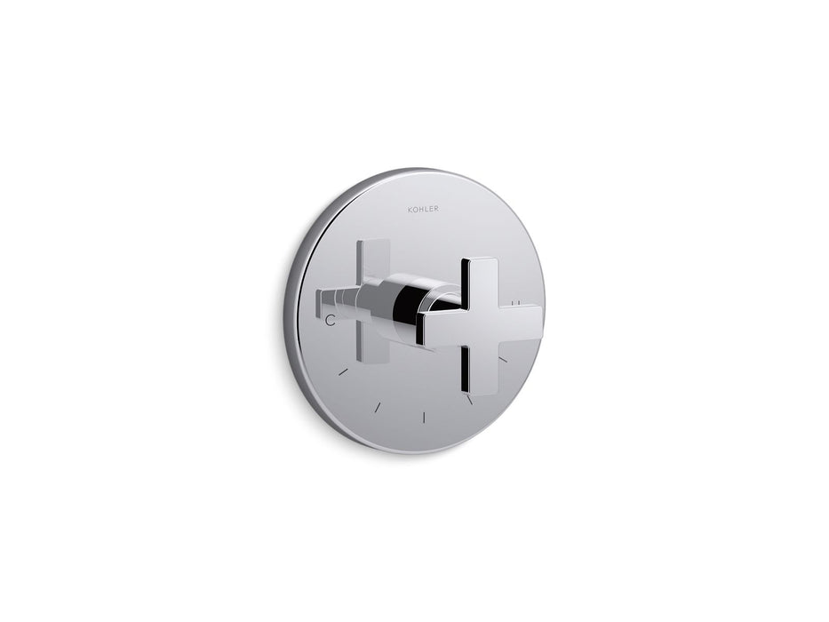 KOHLER K-T73133-3 Composed MasterShower temperature control valve trim with cross handle, polished chrome