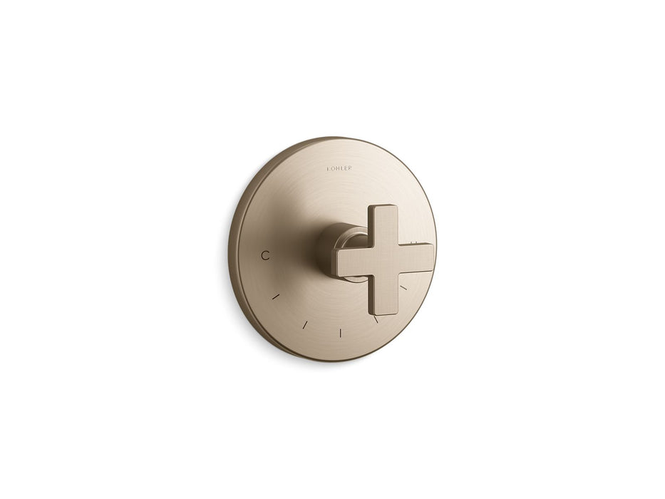 KOHLER K-T73133-3 Composed MasterShower temperature control valve trim with cross handle, vibrant brushed bronze