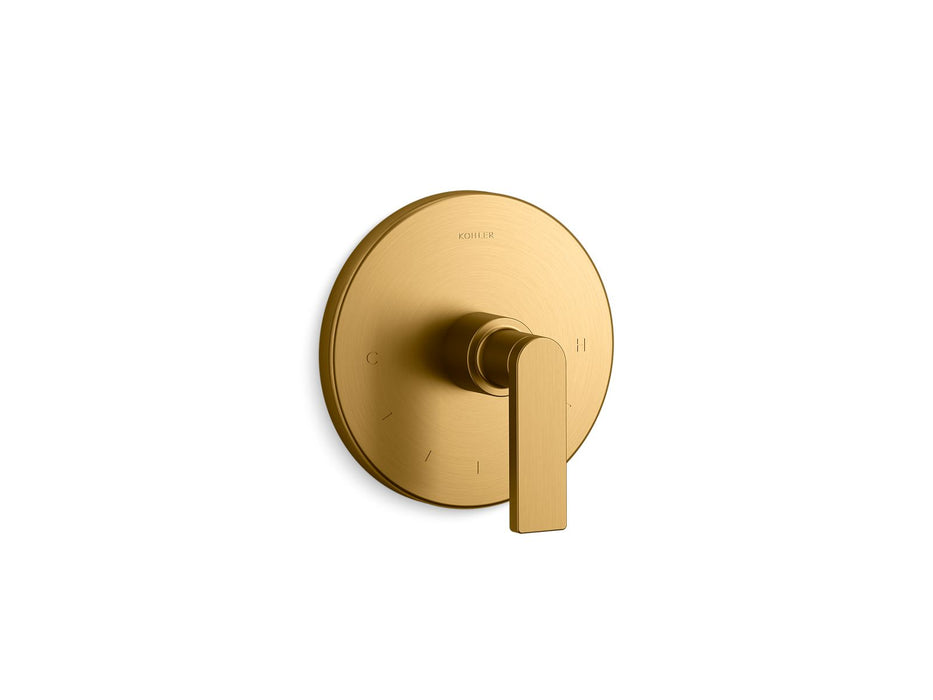 KOHLER K-T73133-4 Composed MasterShower temperature control valve trim with lever handle, vibrant brushed moderne brass