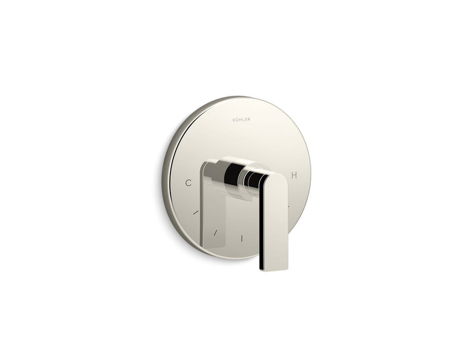 KOHLER K-T73133-4 Composed MasterShower temperature control valve trim with lever handle, vibrant polished nickel