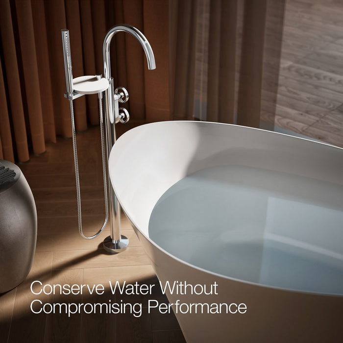 KOHLER K-T77984-9 Components Floor-mount bath filler trim with industrial handles and handshower