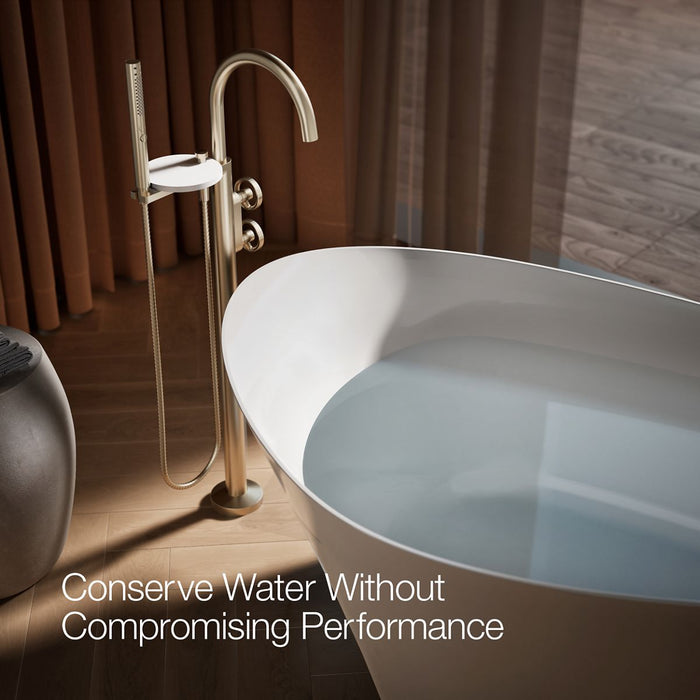 KOHLER K-T77984-9 Components Floor-mount bath filler trim with industrial handles and handshower