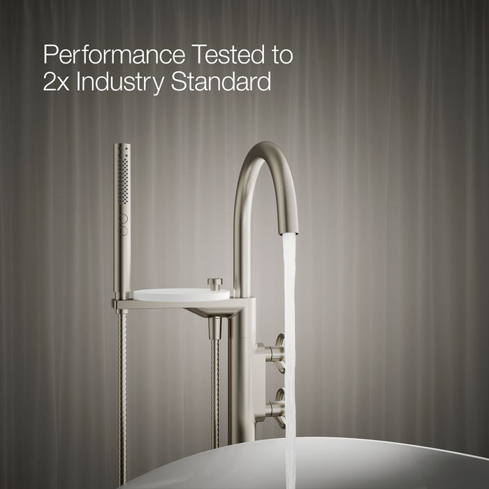 KOHLER K-T77984-9 Components Floor-mount bath filler trim with industrial handles and handshower