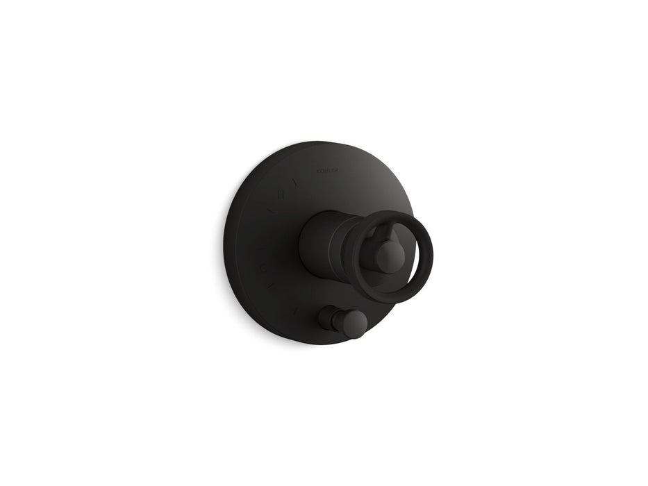 KOHLER K-T78016-9 Components Rite-Temp valve trim with Industrial handle and diverter, matte black