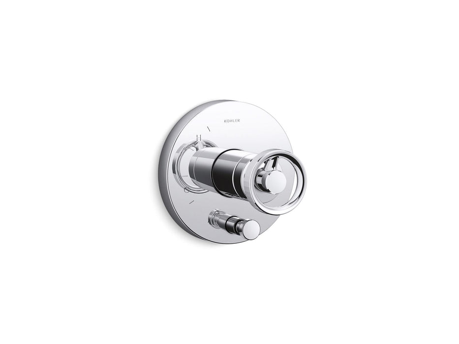 KOHLER K-T78016-9 Components Rite-Temp valve trim with Industrial handle and diverter, polished chrome