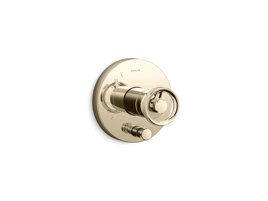 KOHLER K-T78016-9 Components Rite-Temp valve trim with Industrial handle and diverter, vibrant french gold