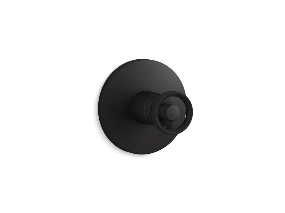 KOHLER K-T78027-9 Components MasterShower temperature control valve trim with Industrial handle, matte black