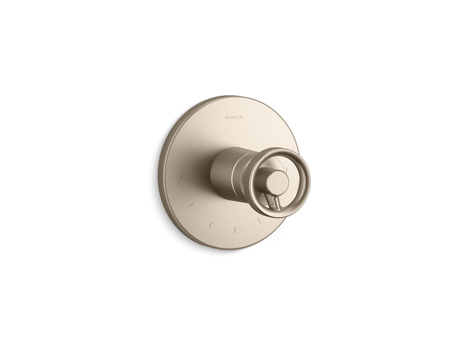 KOHLER K-T78027-9 Components MasterShower temperature control valve trim with Industrial handle, vibrant brushed bronze