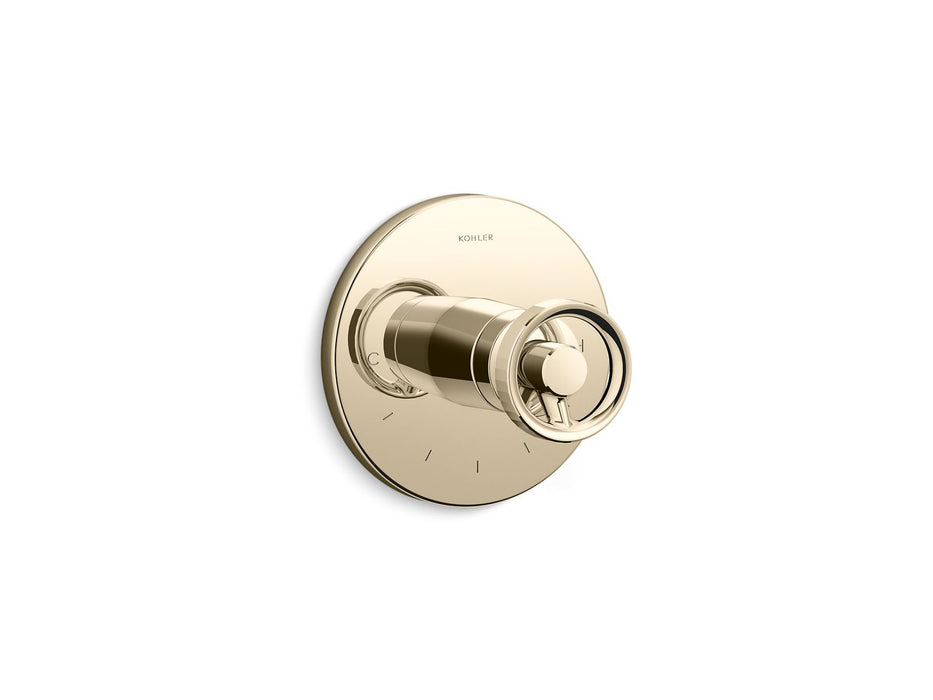 KOHLER K-T78027-9 Components MasterShower temperature control valve trim with Industrial handle, vibrant french gold