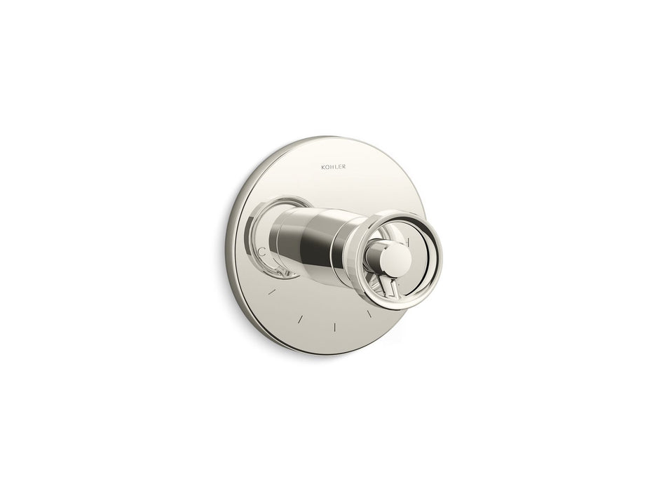 KOHLER K-T78027-9 Components MasterShower temperature control valve trim with Industrial handle, vibrant polished nickel