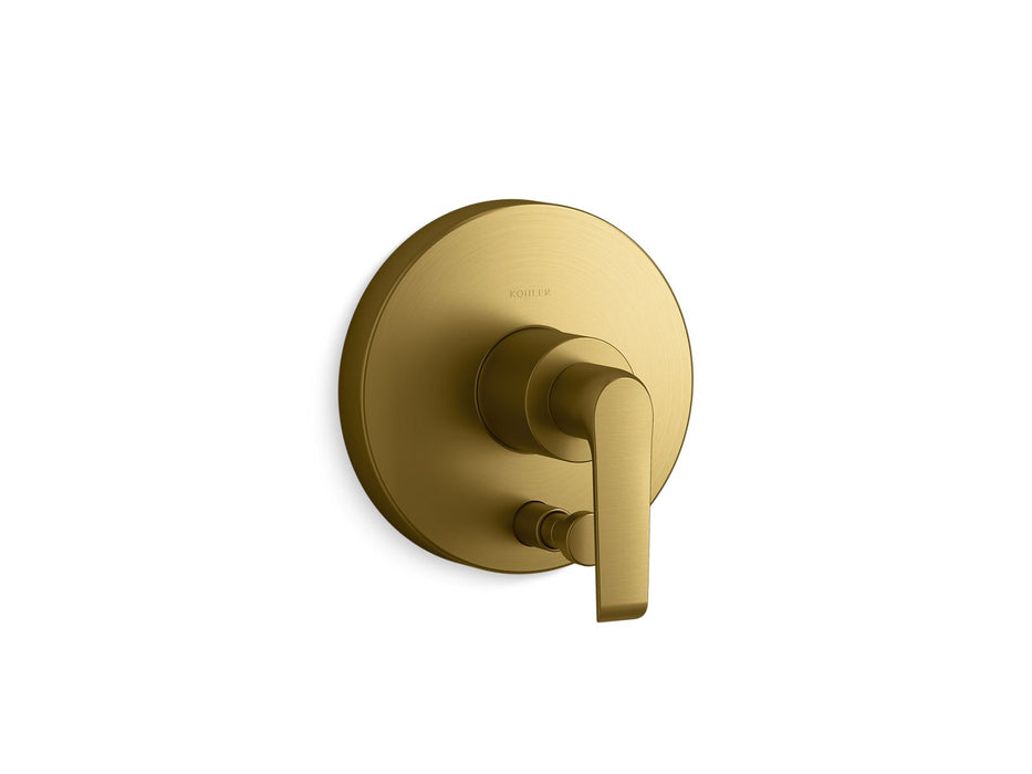 KOHLER K-T97019-4 Avid Rite-Temp valve trim with push-button diverter, vibrant brushed moderne brass