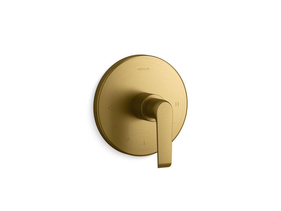 KOHLER K-T97022-4 Avid MasterShower temperature control valve trim, vibrant brushed moderne brass