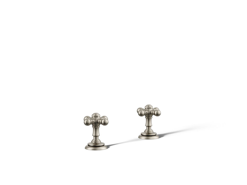 KOHLER K-T98071-3 Artifacts Deck-mount bath faucet handle trim with Cross design, vibrant brushed nickel