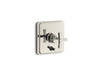 KOHLER K-T98757-3A Pinstripe Rite-Temp valve trim with push-button diverter and cross handle, vibrant polished nickel