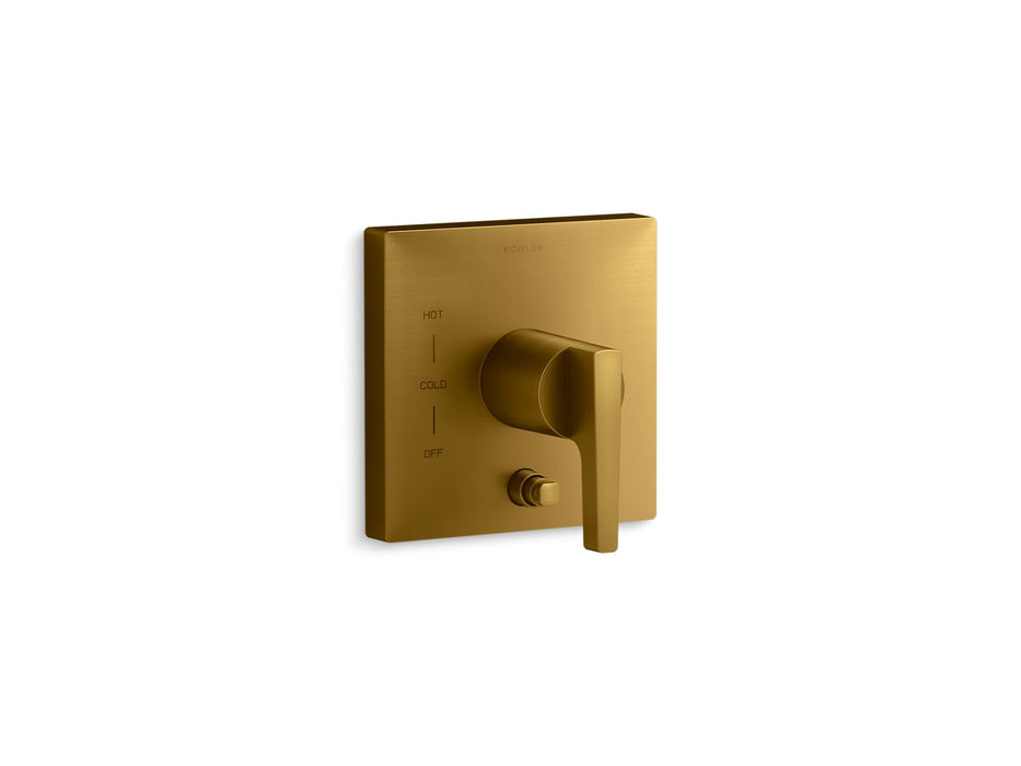 KOHLER K-T99762-4 Honesty Rite-Temp valve trim with push-button diverter, vibrant brushed moderne brass
