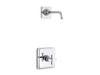 KOHLER K-TLS13134-3A Pinstripe Rite-Temp shower trim kit with cross handle, without showerhead, polished chrome