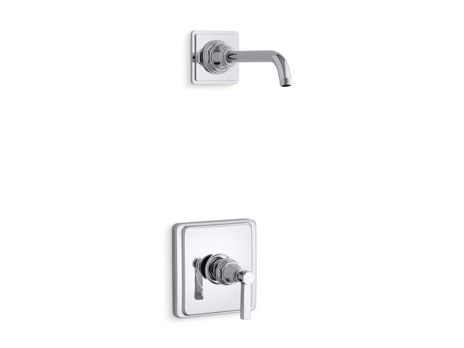 KOHLER K-TLS13134-4A Pinstripe Rite-Temp shower trim kit with lever handle, without showerhead, polished chrome