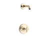 KOHLER K-TLS14422-3 Purist Rite-Temp shower trim kit with cross handle, without showerhead, vibrant french gold