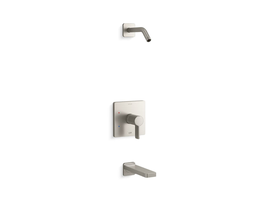 KOHLER K-TLS23502-4 Parallel Rite-Temp bath and shower trim kit, without showerhead, vibrant brushed nickel