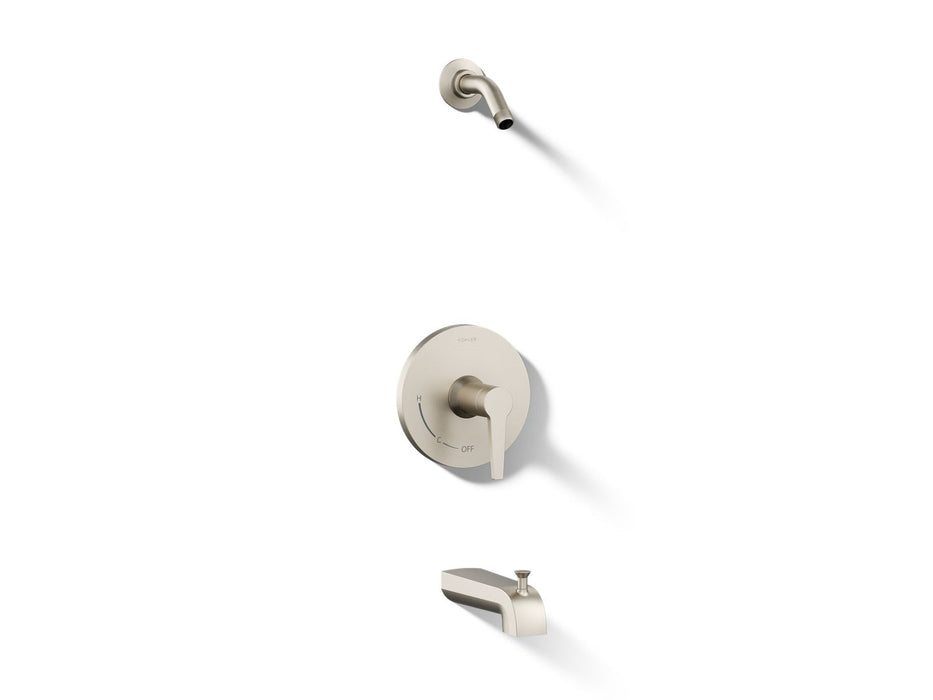 KOHLER K-TLS97074-4 Pitch Rite-Temp bath and shower trim kit, without showerhead, vibrant brushed nickel