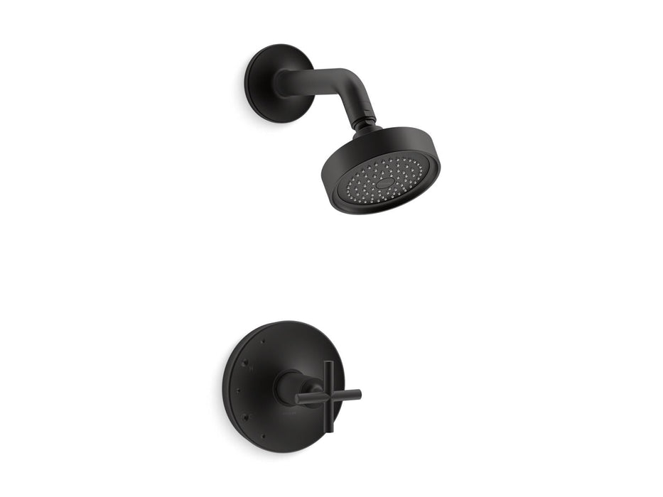 KOHLER K-TS14422-3 Purist Rite-Temp shower trim kit with cross handle, 2.5 gpm, matte black