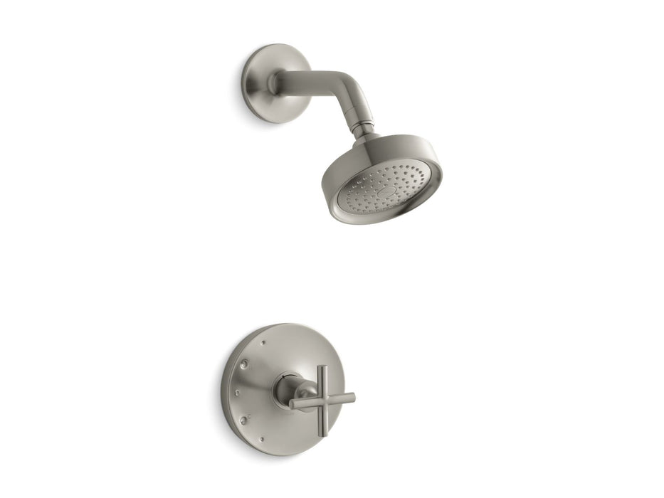 KOHLER K-TS14422-3 Purist Rite-Temp shower trim kit with cross handle, 2.5 gpm, vibrant brushed nickel