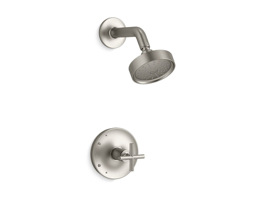 KOHLER K-TS14422-3G Purist Rite-Temp shower trim kit with cross handle, 1.75 gpm, vibrant brushed nickel