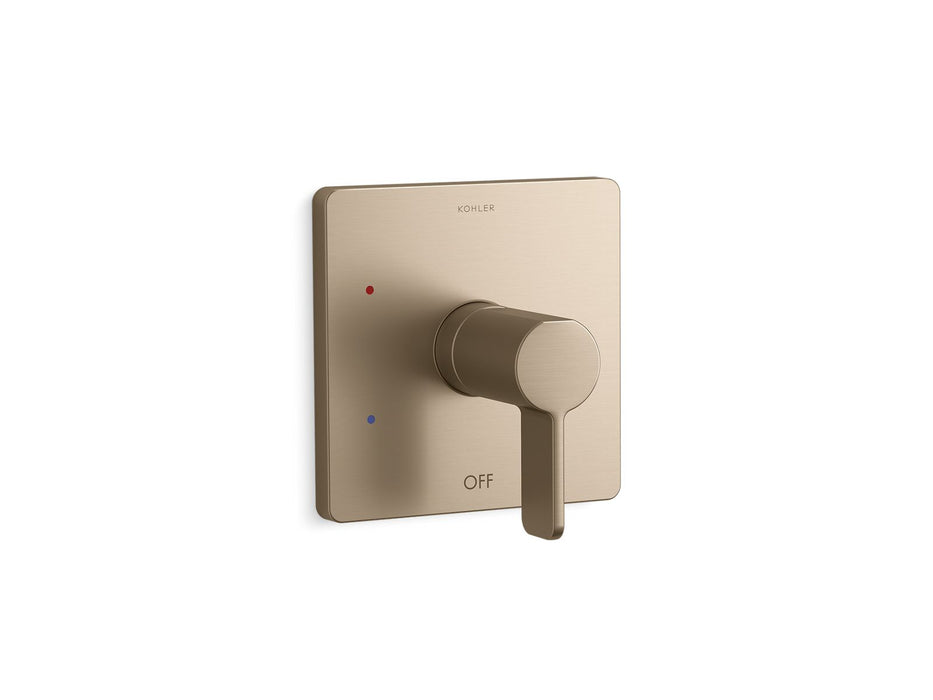 KOHLER K-TS23501-4 Parallel Rite-Temp shower valve trim, vibrant brushed bronze