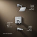 3/4 view of product with dimensions