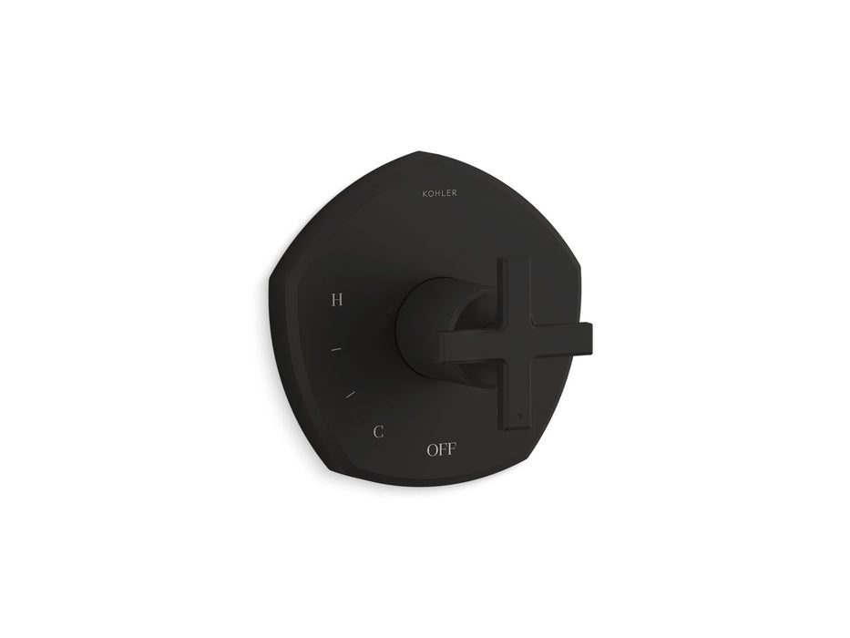 KOHLER K-TS27043-3 Occasion Rite-Temp valve trim with cross handle, matte black