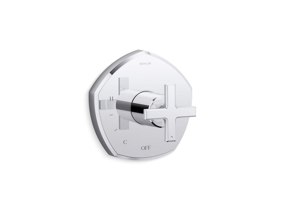 KOHLER K-TS27043-3 Occasion Rite-Temp valve trim with cross handle, polished chrome