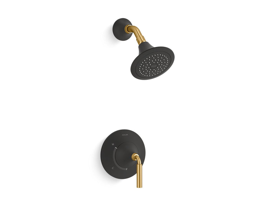 KOHLER K-TS27420-4 Tone Rite-Temp shower trim kit, 2.5 gpm, matte black with brushed moderne brass