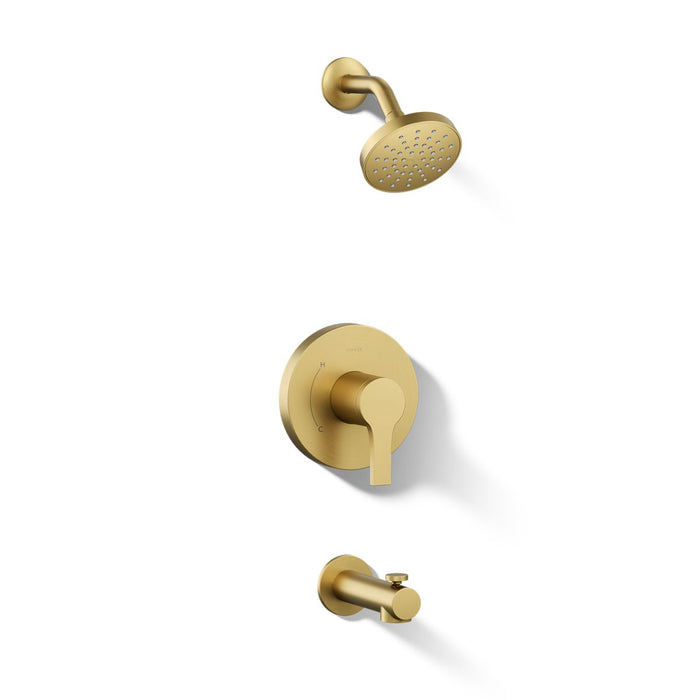 KOHLER K-TS35322-4Y Elate Rite-Temp bath and shower trim kit, 2.5 gpm, vibrant brushed moderne brass - view 5