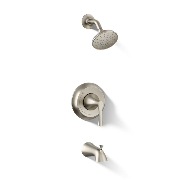KOHLER K-TS35937-4Y Buckley Rite-Temp® Bath and Shower Trim Kit, 2.5 GPM, Vibrant Brushed Nickel - 3/4 view of product