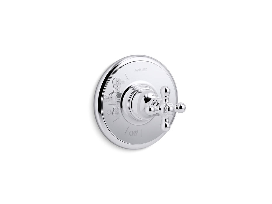 KOHLER K-TS72767-3 Artifacts Rite-Temp valve trim with cross handle, polished chrome