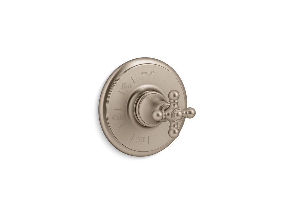 KOHLER K-TS72767-3 Artifacts Rite-Temp valve trim with cross handle, vibrant brushed bronze