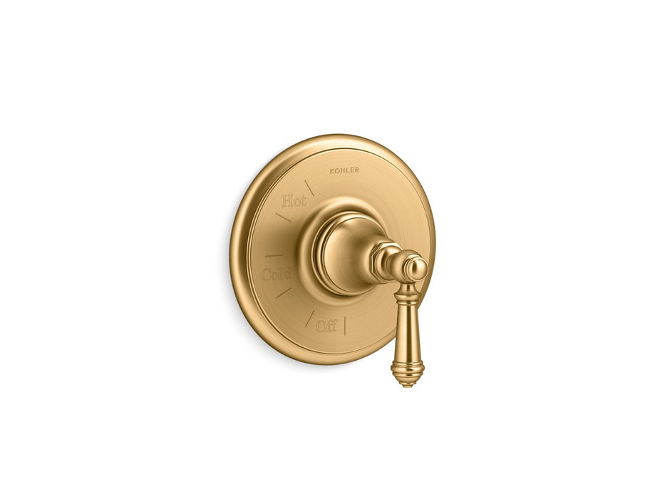 KOHLER K-TS72767-4 Artifacts Rite-Temp valve trim with lever handle, vibrant brushed moderne brass